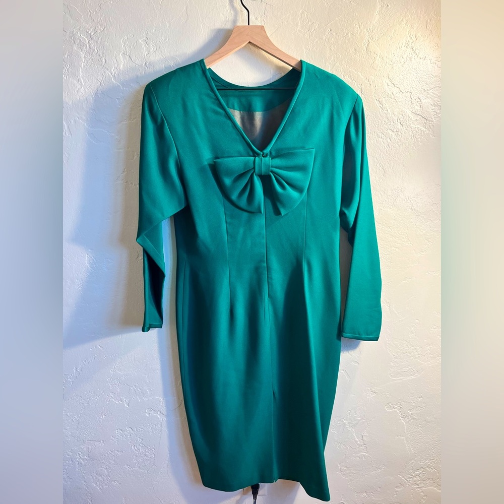 Vintage 80’s DÉPÈCHE MODE Dress, Emerald Green. Vintage Size 12.